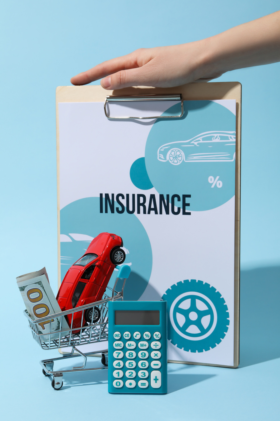 Concept of car purchase and insurance with toy car